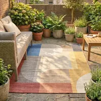 FRAAI Tapis d'extérieur abstrait | Groovy Shapes Multicolore | 200x290cm | Multicolore | Rectangulaire | Tapis d'extérieur