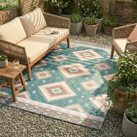 De Onlinewinkelier b.v. Volero - Tapis de balcon - Vedra Aztec Bleu - 200x290 cm