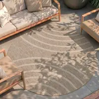 FRAAI Tapis d'intérieur et d'extérieur rond | Sierra Curves Beige/Crème | Ø 140cm | Beige | Rond | Tapis