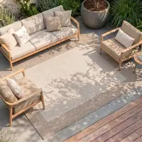 FRAAI Tapis d'intérieur et d'extérieur | Sierra Border Crème/Beige | 160x230cm | Beige | Rectangulaire | Tapis