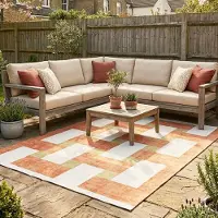 FRAAI Tapis d'intérieur et d'extérieur rétro - Pop Lines terra | 120x170 cm | Rectangulaire | Tissage plat