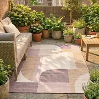 FRAAI Tapis d'extérieur abstrait | Groovy Shapes Pastel | 80x150cm | Multicolore | Rectangulaire | Tapis d'extérieur