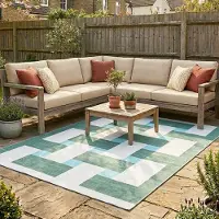 FRAAI Tapis d'intérieur et d'extérieur rétro | Pop Lines Vert | 160x230cm | Vert | Rectangulaire | Tapis