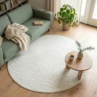 FRAAI Tapis scandinave rond | Charm Waves Blanc | Ø 160cm | Blanc | Rond | Tapis