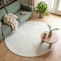 FRAAI Tapis scandinave rond | Charm Arches Blanc | Ø 100cm | Blanc | Rond | Tapis
