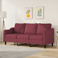 Prolenta Maison Exclusive - Canapé 3 places bordeaux 180 cm en tissu
