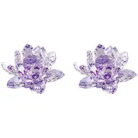 ISTOVO 2X F Figurine de Fleur de Lotus en Cristal, Décoration de Mariage pour la Saint-Valentin, Collection Artisanale en Verre, Ornements de Table, Cadeau