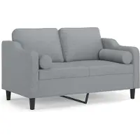 vidaXL Canapé 2 places avec oreillers gris clair 120 cm tissu