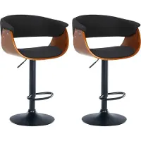 CLP Chaise de bar Vestal (lot de 2) - tissu, bois de noyer - Noir