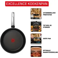 Tefal Excellence G3200702, Poêle ronde polyvalente, Noire, Aluminium, Indicateur de température, Revêtement céramique, Électrique, Gaz, Halogène, Induction, Fond hermétique