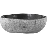 vidaXL Lavabo ovale gris (32-37) x (27-30) x 12 cm, aspect pierre de rivière