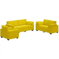 vidaXL Ensemble de canapés 3 pièces avec coussins Velours jaune