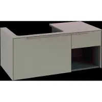 Villeroy & Boch Subway 3.0 armoire sous lavabo, 2 tiroirs, lavabo à gauche, élément d'étagère en bas à droite, 1001x422,5x516mm, C57202VM
