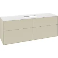 Villeroy & Boch Finion meuble sous lavabo, 4 tiroirs, lavabo au centre, sans trou pour robinetterie, 1600x603x501mm, Glass White Matt, F73100HJ