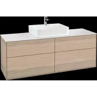 Villeroy & Boch Finion meuble sous lavabo, lavabo au centre, 1600x603x501mm, Glass White Matt, F19100PC