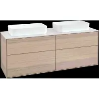 Villeroy & Boch Finion meuble sous lavabo, 4 tiroirs, pour 2 vasques, sans trou pour robinet, 1600x603x501mm, Glass White Matt, F72100PC