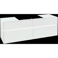 Villeroy & Boch Collaro Meuble sous-lavabo, montage mural, 4 tiroirs, lavabo au centre, avec éclairage, 1600x548x500mm, C028B0DH