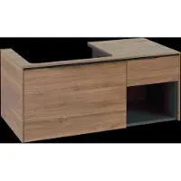 Villeroy & Boch Subway 3.0 armoire sous lavabo, 2 tiroirs, lavabo à gauche, élément d'étagère en bas à droite, 1001x422,5x516mm, C57201RH
