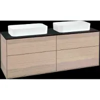 Villeroy & Boch Finion meuble sous lavabo, 4 tiroirs, pour 2 vasques, sans trou pour robinet, 1600x603x501mm, Glass Black Matt, F72200PC