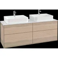 Villeroy & Boch Finion meuble sous lavabo, 4 tiroirs, pour 2 vasques, 1600x603x501mm, Glass White Matt, F18100PC