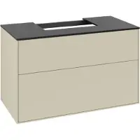 Villeroy & Boch Finion meuble sous lavabo, lavabo au centre, 1000x603x501mm, Glass Black Matt, F10200HJ