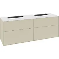 Villeroy & Boch Finion meuble sous lavabo, 4 tiroirs, pour 2 vasques, 1600x603x501mm, Glass White Matt, F18100HJ