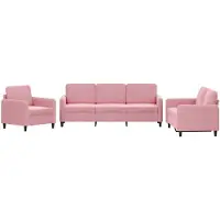 vidaXL 3-pc. Ensemble de canapés en velours rose