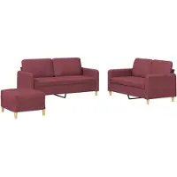 vidaXL Ensemble de canapés 3 pièces avec coussins vin rouge Tissu