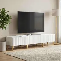 Prolenta Maison Exclusive - Meuble TV blanc brillant 147 x 34,5 x 30 cm en aggloméré