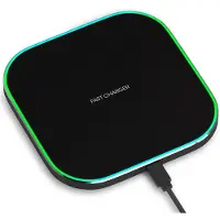 Strex Chargeur sans fil 15W - Incl. Câble - Chargeur rapide QI - Chargeur sans fil - Chargeur rapide - Indication LED - Noir
