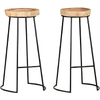 Syfax Tabouret de bar 2 pcs. Bois massif acacia