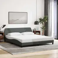 Prolenta Maison Exclusive - Lit "Dover" gris foncé, 183x213 cm, revêtement en tissu
