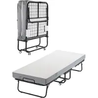 Zerbaco Lit à roulettes Lit pliant avec matelas en mousse de 12,5 cm Lit métallique 79cm