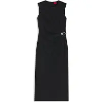 HUGO Klinda 10280544 Red Sleeveless Midi Dress Noir 38 Femme