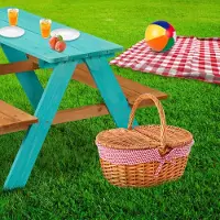 Northix Table de pique-nique en bois pour enfants avec bancs, pin
