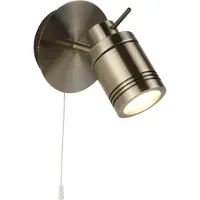 Searchlight Samson IP44 Salle de bain Spot mural laiton antique avec interrupteur à tirette GU10