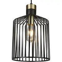 Searchlight Bird Cage Lampe à suspendre métal noir laiton 1 flamme Ø22 cm
