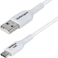 StarTech.com .com Câble de Charge USB-A vers USB-C de 1m, Charge et Synchronisation, 3A, USB 2.0, Gaine TPE - Cordon de Charge USB Blanc