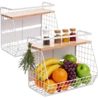 Relaxdays Obstkorb Wandregal magnetisch 2er Set