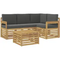 vidaXL Ensemble de canapés d'extérieur , 5 pièces, blanc et anthracite, 59 x 59 x 37 cm