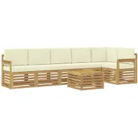 vidaXL Ensemble de canapés d'extérieur , 7 pièces, blanc et crème, 59 x 59 x 37 cm