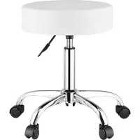 Zerbaco Tabouret pivotant à roulettes Réglable en hauteur blanc 204kg Klink rond