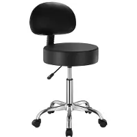 Zerbaco Tabouret de selle Tabouret pivotant à roulettes Réglable en hauteur avec dossier 204kg