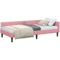 vidaXL Cadre de lit d'angle avec tête de lit rose 90 cm x 200 cm velours