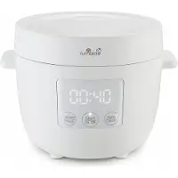 Yum Asia Tsuki Mini-cuiseur à riz avec bol en céramique Shinsei (2,5 tasses, 0,45 litre), 5 fonctions de cuisson du riz, 2 fonctions multicooker, affichage LED caché, 220-240 V (Blanc galet)