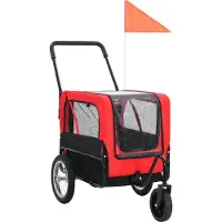 vidaXL remorque vélo 2 en 1 pour chiens et poussette Rouge et noir