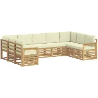 vidaXL Ensemble de salon de jardin , 7 pièces, blanc et crème, en polyester