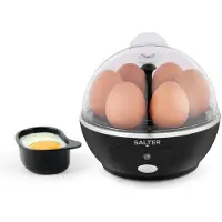 Salter Elektrischer Eierkocher für 6 Eier, inkl. Pochier-Einsätze, Cuiseur à œufs, Noir