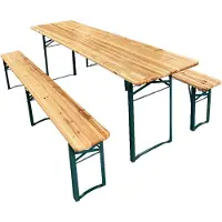 Axi Toon Ensemble De Table Et Bancs De Brasserie, En Acier Et Bois | Set De Pique-Nique Pliants | Extérieur / De Jardin - 220 X 60 X 76 Cm
