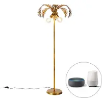 QAZQA Lampadaire intelligent doré 156cm avec 2 Wifi G95 - Botanica